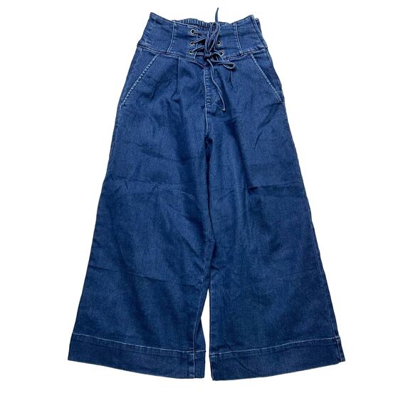 Lace up wide leg jeans size 24" - Picture 1 of 5